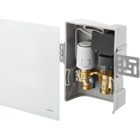 OVENTROP Unibox T-RTL R-Tronic regolazione della temperatura ambiente e di ritorno limitatore di temperatura di ritorno interno, vetro reale bianco, 1022772