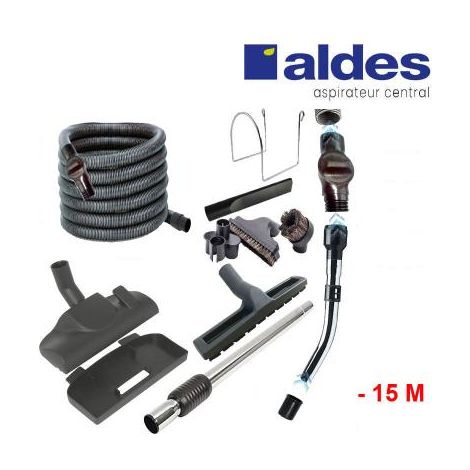 Set ALDES 8 accessoires + 1 flexible avec poignée standard chromée remplace la poignée de commande pneumatique ALDES 11070062 avec douille de démarrage et vanne d’arrêt - longueur au choix - 15m