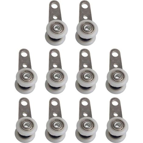 [NIEMALS VERWENDET] Möbelrollen, 10 Stück, 45 x 19 mm, Metalllagerrolle mit zwei Kunststoffrädern für Schrank, Kleiderschrank, Fenster, Schrank, Schiebetüren, Lenkrollen mit Bremse