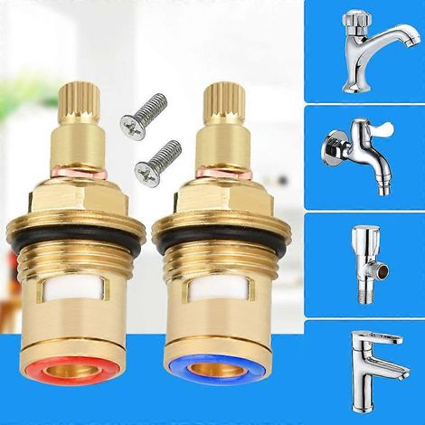 1 paire d'inserts de robinet de rechange, valve de robinet à disque céramique 1/2", valve de douche, valve de débit, valve de robinet interne à quart de tour (eau chaude et froide)