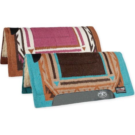 Rose et violet - Selle western en tissu Navajo multicolore et laine (1/3)