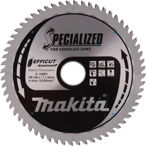 Makita E-16863 Efficut Lama TCT per seghe circolari 190x30 mm per alluminio (1/2)