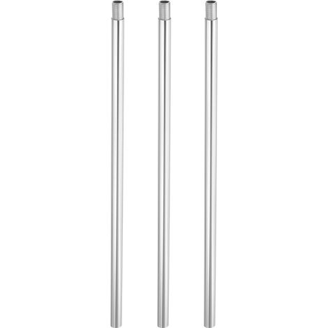 Threaded Extension Rod, 3 Sets 11.8" M10 x 1.0mm Thread Fine Pipe Lamp With Fittings Pipe Lamp For Hanging Lights Island Chandelier Rods, Silver Tone (1/5)