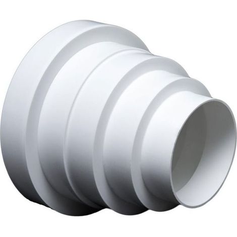 Réducteur ventilation – PVC 80-150mm – pour hotte et sèche-linge – Blanc (1/4)