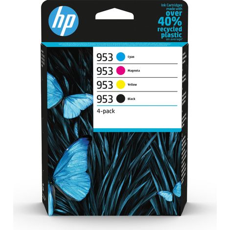 Cartucce di Inchiostro Originale Multipack HP 6ZC69AE 953 Confezione da 4 Colori Nero Ciano Magenta Giallo per Officejet Pro 8210 8218 8710