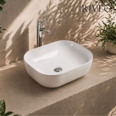 Vasque de Salle de Bain Blanche en Céramique – Design Moderne et Élégant – Rivéo