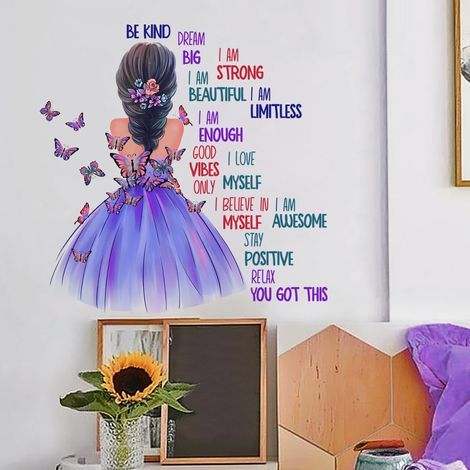 Stickers muraux fille papillon - Décorations murales papillons colorées-Décoration de chambre de fille (1/5)