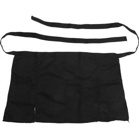 Tablier de cuisine court à taille basse, demi-bavoir, costume de soubrette avec poches, cadeau de fête pour serveuse (noir) (1/3)