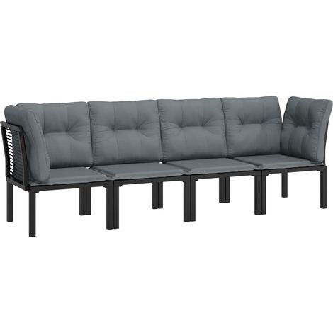vidaXL Set Salotto da Giardino 4 pz Nero e Grigio in Polyrattan (1/5)