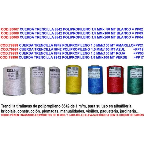 Corda intrecciata 8842 Polipropilene 1,5 mm x 100 m Bianco