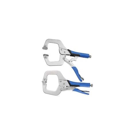 Set di 2 morsetti a C, morsetti a morsa resistenti da 28 cm con vite regolabile, morsetti per saldatura a forma di C in acciaio con impugnatura in gomma e leva a sgancio rapido, utensili di serraggio (1/4)
