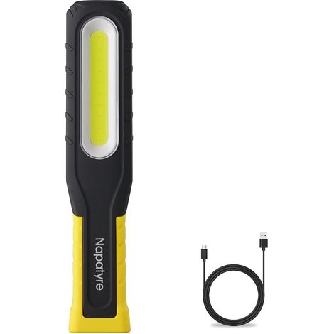Lampe de Poche Lampe de Travail Rechargeable, 1000 Lumens Baladeuse LED avec Aimants et Crochets, Rotation à 180°, 5 Modes, Lampe Mecanicien pour Auto, Atelier, Camping et Urgences (1/5)