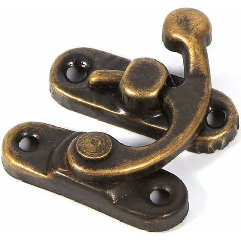 12 PCs Antique Gauche/Droite Loquet Crochet Hasp Corne de Verrouillage avec loquet de Vis Sac Bricolage, bois, boîte à bijoux Décoration Décoratifs Cadeau Vin Boîte En Bois (left-Bronze fon