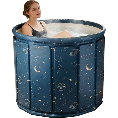 Baignoire portable pliable pour adultes, antidérapante, grande baignoire mobile pour l'extérieur, baignoire autoportante pour salle de bain et jardins (bleu, 70 x 65 cm) (1/5)
