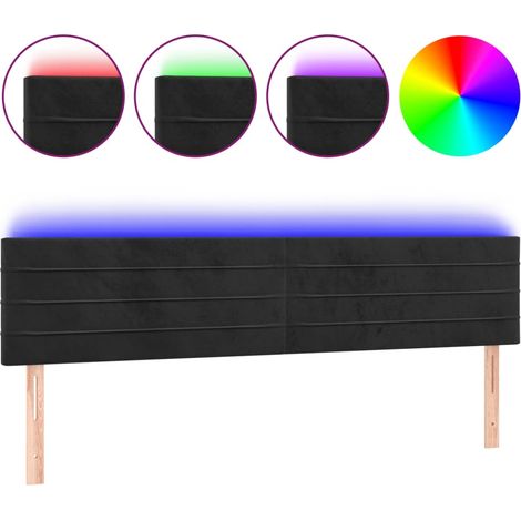 Tête de lit,Panneau décoratif à LED Noir 180x5x78/88 cm Velours CFW7787226 (1/5)