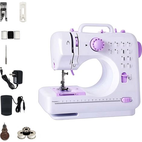 Machine à coudre, Mini Machine à Coudre lectrique 12 Types Points différents Couture, pour coudre vêtements, oreillers, poupées, etc (1/5)