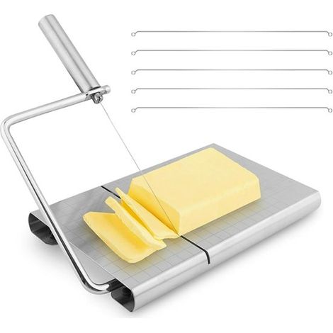 Cortador de queso de acero inoxidable con escala, tabla para cortar queso, cortador de queso de acero inoxidable para mantequilla (1/5)