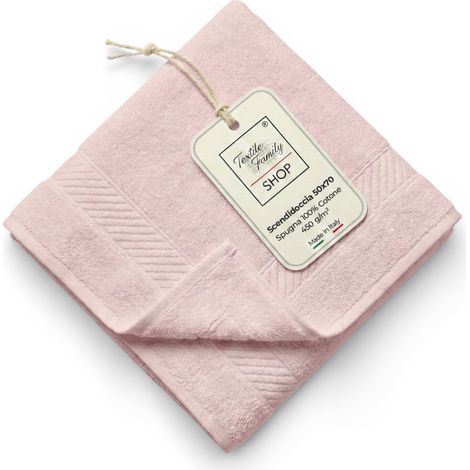 Scendidoccia Bagno Rosa 50x70 Spugna Cotone 450 g/m² - Tappetino Doccia Made in Italy