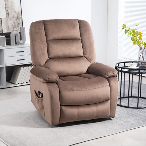 Sillón elevador eléctrico con masaje, calor y función reclinable, poliéster marrón, OKWISH (1/5)