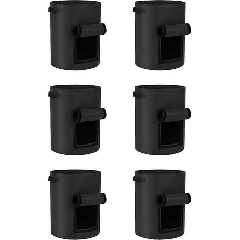Lot de 6 sacs de culture pour pommes de terre de 10 gallons, pots en tissu épais pour plantes, fenêtres de récolte et poignées robustes (1/5)