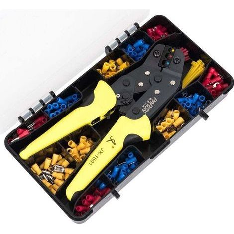 Kit d'outils de sertissage pour pinces à bornes isolées, 24-14 AWG, 280 connecteurs de bornes, 40 attaches de câble (1/4)