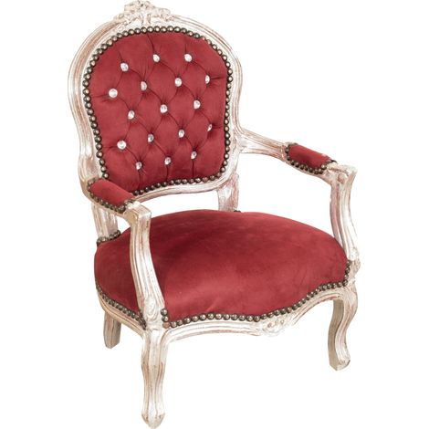 Fauteuil lit baroque 73x50x51 cm Chaise Louis XVI style français Fauteuil de chambre tapissé Fauteuil avec accoudoirs rembourré (1/5)