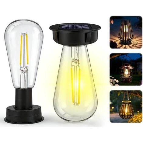 Lot de 2 têtes de rechange pour lampe solaire, lampe LED étanche pour lanterne d'extérieur et décoration de jardin - 7 cm de diamètre, noire (1/5)