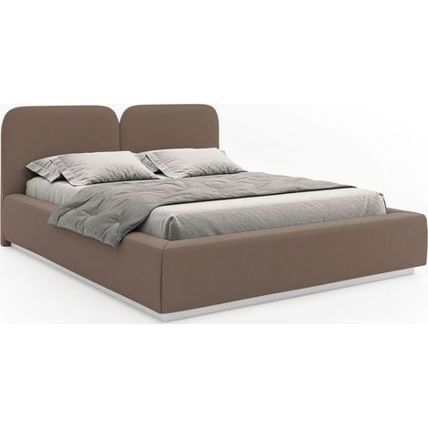 Selsey Comoves – Polsterbett 180x200 mit Veloursbezug und LED, Braun