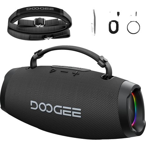 Altoparlante Bluetooth, bassi potenti, design impermeabile, nero (1/2)