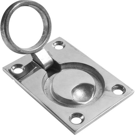 1 Anneau de traction, Acier inoxydable, 44 mm, Carré, Encastré, Plancher de pont, Quincaillerie marine (1/3)
