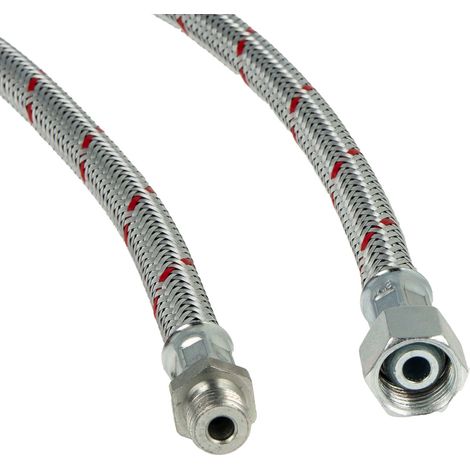 tecuro Universal - Ölschlauch 1/4 Zoll Einschraubnippel, zyl. (flachdichtend) x 3/8 Zoll ÜWM (konisch dichtend) x 750 mm (1/4)