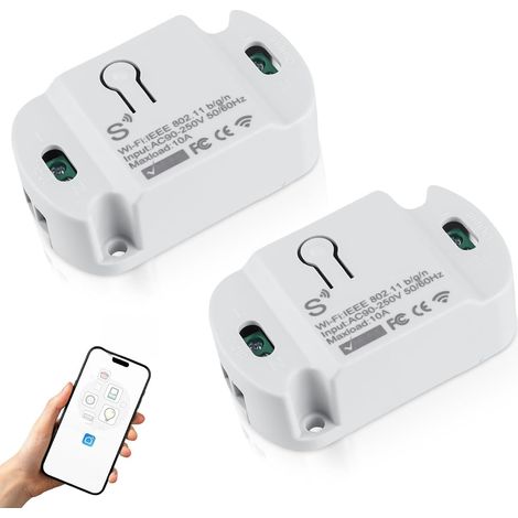 Lot de 2 modules d'interrupteur Wi-Fi 10 A Assistant DIY encastré (1/5)
