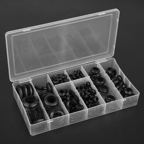 200 Stück schwarze Gummidichtungsringe in den Größen 3/16", 1/8", 1/4", 5/16", 3/8", 1/2", 5/8" und 3/4". (1/5)