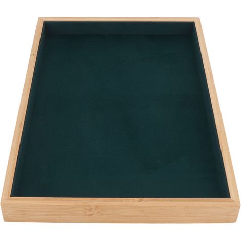 Plateau à bijoux en bois, classique et élégant, résistant aux rayures, polyvalent, pour boucles d'oreilles, colliers et bracelets, vert (1/5)
