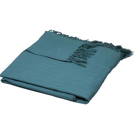 Couvre-lit, Jeté de lit en coton coloris bleu canard - longueur 250 x profondeur 230 x hauteur 0,1 cm -PEGANE-