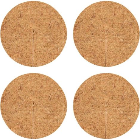 4 Pièces Disque de Protection Plante Toiled Paillage Coco Paillage Chanvre Tapis de Coco Plantes Noix De Coco Disque en Fibre De Coco Plantes Protection Tapis en Fibre De Coco, Biodégradable (1/5)