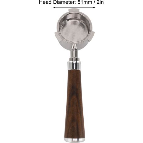 Ortviai Portafiltre sans fond 51 mm pour machine à café Delonghi – poignée en bois et acier inoxydable 3 oreilles (1/4)