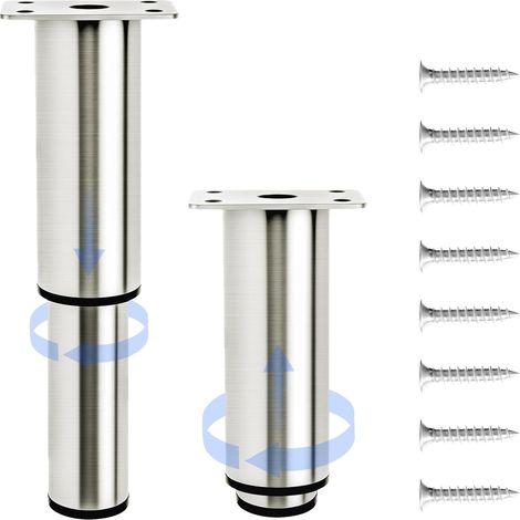 2 Pcs Pied de Meuble Reglable, 120-180mm Pied Meuble Reglable, Pieds de Table de Nivellement pour Meubles en Acier INOX, Pieds de Meubles Réglables pour Chaises Lit Canapé Placard Armoires (1/5)