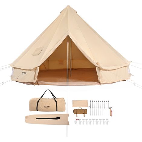 Tente Cloche en Toile 3 m Tente de Yourte 4 Saisons Tente de Camping Familial avec Trou de Poêle à Bois, Sacs de Rangement pour Glamping Jusqu'à 4 Personnes, Groupes en Plein Air, Fête, Chasse (1/5)