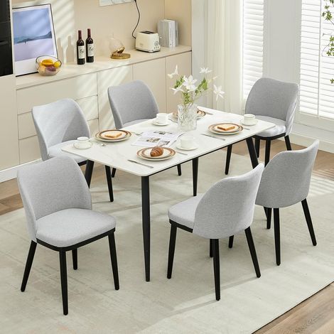 Lot de 6 chaises de salle à manger rembourrées grises (1/5)