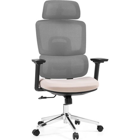 Bürostuhl / Drehstuhl Ergomy Pro Netzstoff / Sitz Stoff grau/beige hjh OFFICE