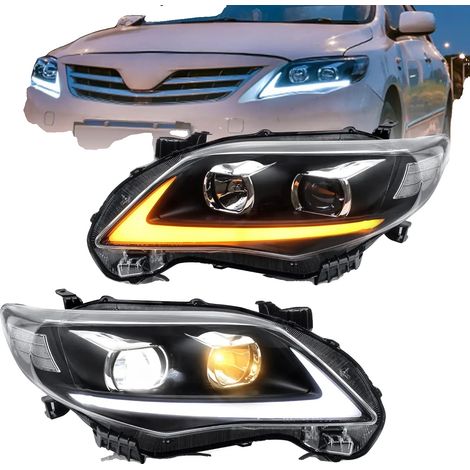 Conjunto de faros delanteros, LED de fibra óptica, compatible con Toyota Corolla, bombillas LED (1/2)