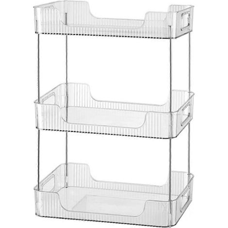 3-stöckiger Organizer für die Küchen-, Bad- und Wohnzimmerarbeitsplatte – passend für Flaschen bis 20 cm (8 Zoll), aus PET-Kunststoff (1/5)