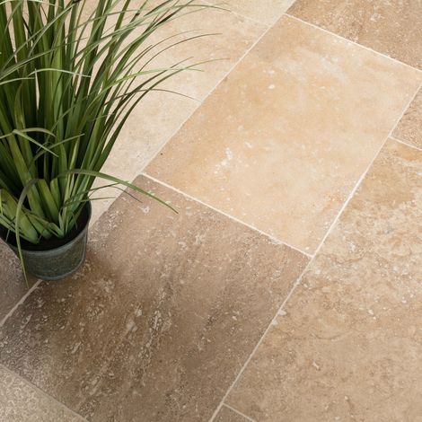 Carrelage Travertin 1er choix - Longueur Librex40,6x1,5 - Beige Sahraï (vendu par lot de 1 m²) (1/3)
