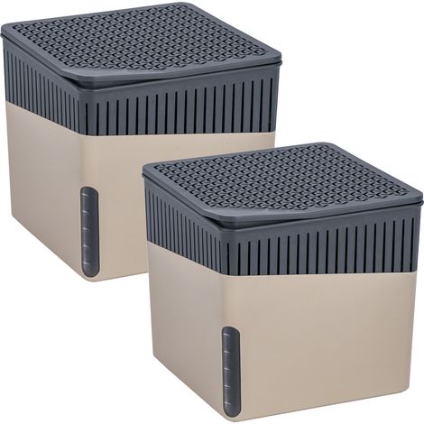 Wenko – Lot de 2 déshumidificateurs rechargeables – Absorbeur d'humidité 1000g – Efficace jusqu'à 80m³ – Anti moisissure 3 mois – Dimensions 16,5x15,7x16,5cm (1/5)