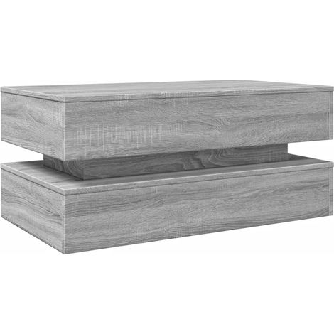 Coffee Table with LED Lights Grey Sonoma 90x50x40 cm vidaXL (1/4)