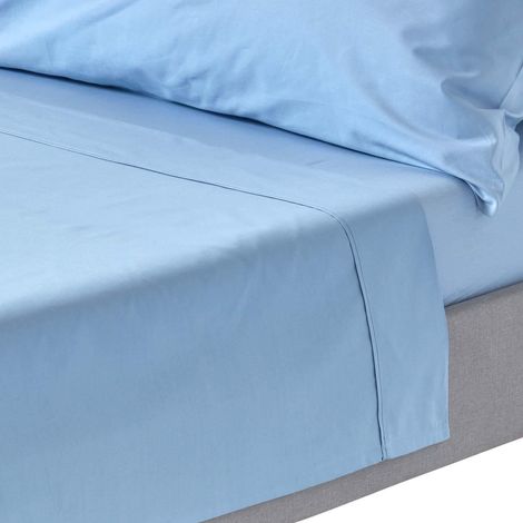 HOMESCAPES Blue Egyptian Cotton Flat Sheet 200 Thread Count, King - Blue