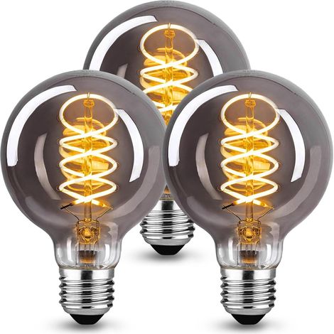 Ampoule E27, Ampoule Led E27 Dimmable 4W G80 Blanc Chaud Idéal Pour éclairage Décoratif Nostalgie Rétro, Verre Fumé -3 Pièces (1/5)