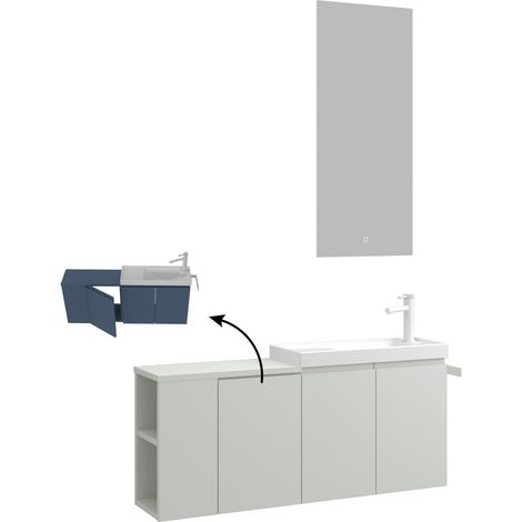 Waschtisch-Set mit Spiegel (2-teilig) "Ferla 110" – 110 x 22 x 45 cm – Matt-Kaschmir (1/5)