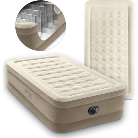 Cama hinchable individual INTEX Ultra Plush 64426ND con bomba integrada, beige
